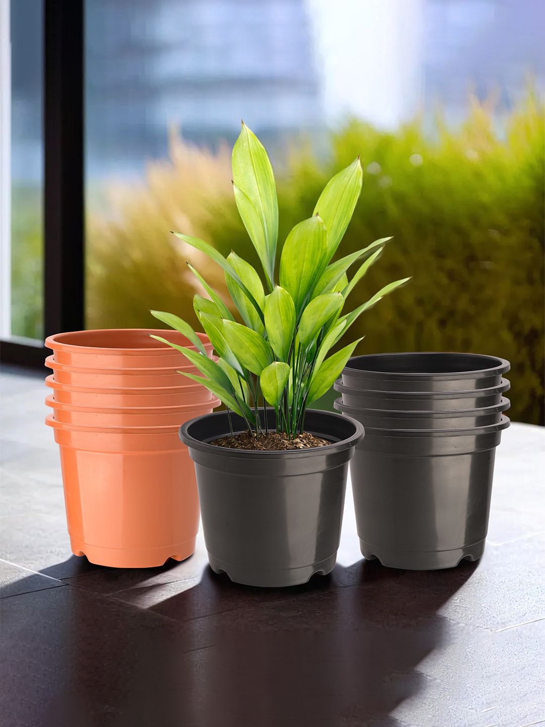 

Kuber Industries Black & Orange-Coloured 10 Pieces Durable Planters