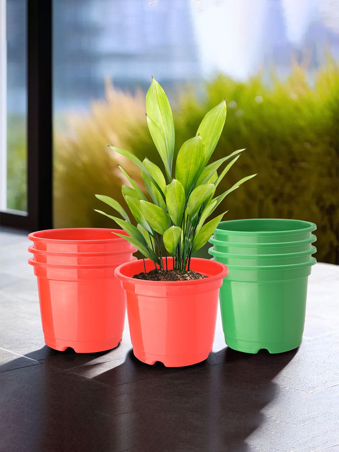 

Kuber Industries Red & Green 8 Pieces Lightweight Planters