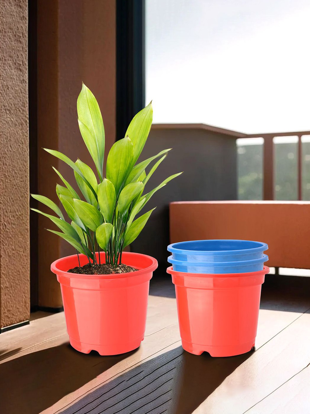 

Kuber Industries Red & Blue 4 Pieces Lightweight Planters