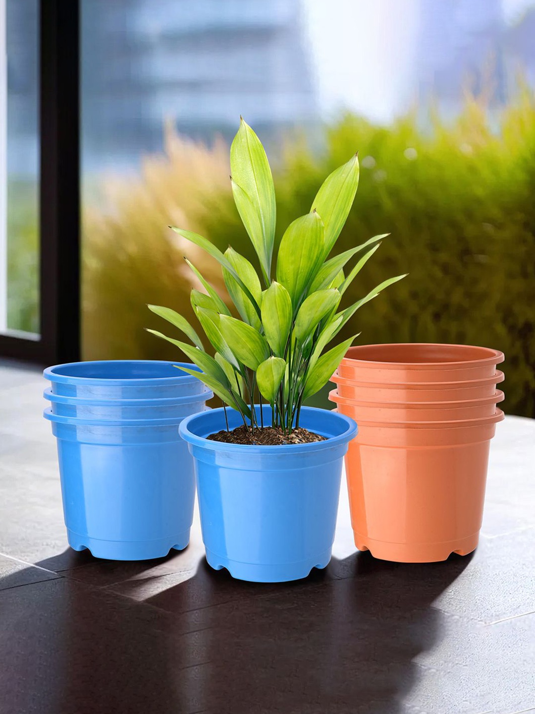 

Kuber Industries Blue & Orange 8 Pieces Planters