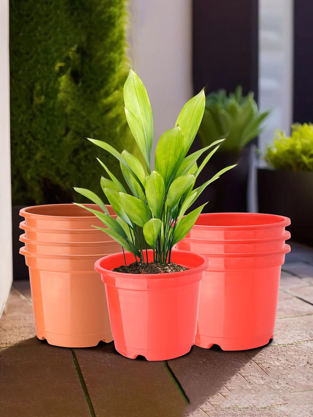 

Kuber Industries Red & Orange 8 Pieces Lightweight Planters