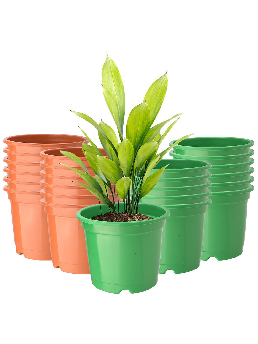 

Kuber Industries Green & Orange-Colored 24 Pieces Durable Planters