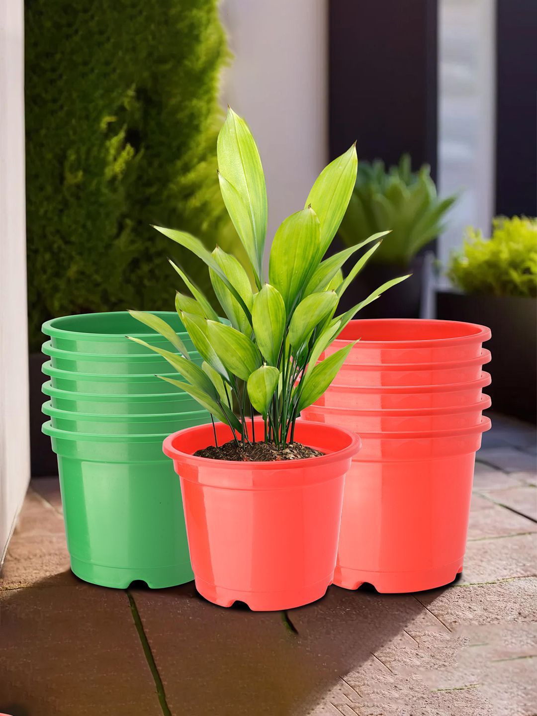 

Kuber Industries Red & Green 12 Pieces Durable Planters