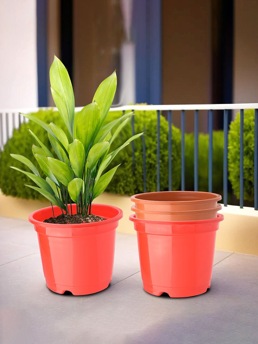 

Kuber Industries Red & Orange-Colored 4 Pieces Durable Planters