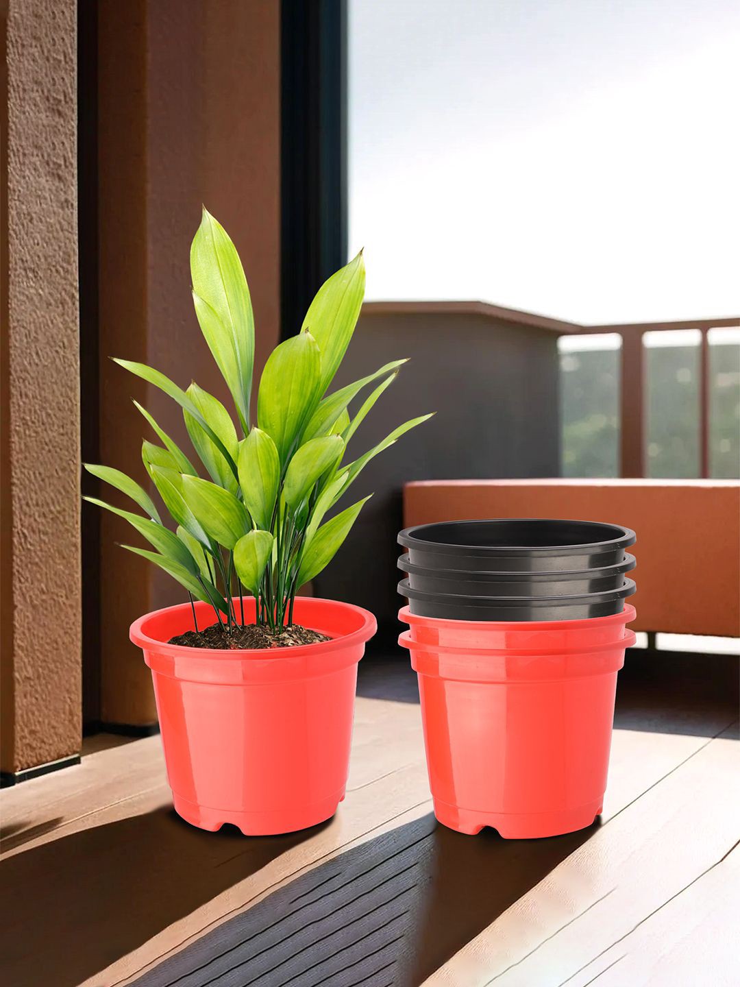 

Kuber Industries Red & Black 6 Pieces Durable Planters