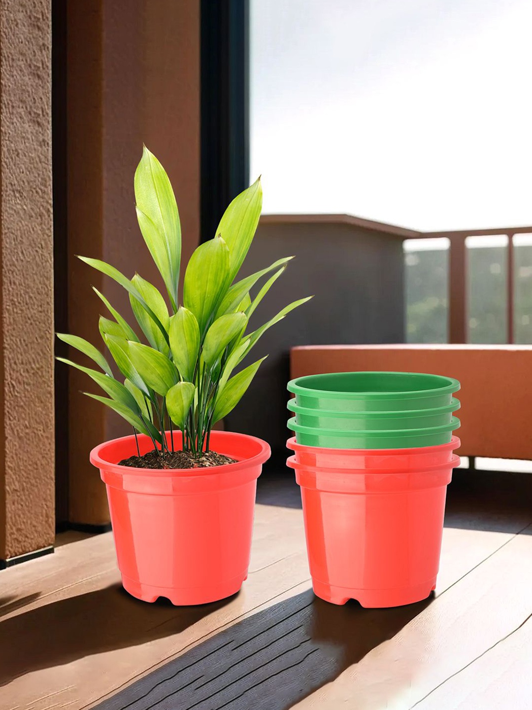 

Kuber Industries Red & Green 6 Pieces Lightweight Planters