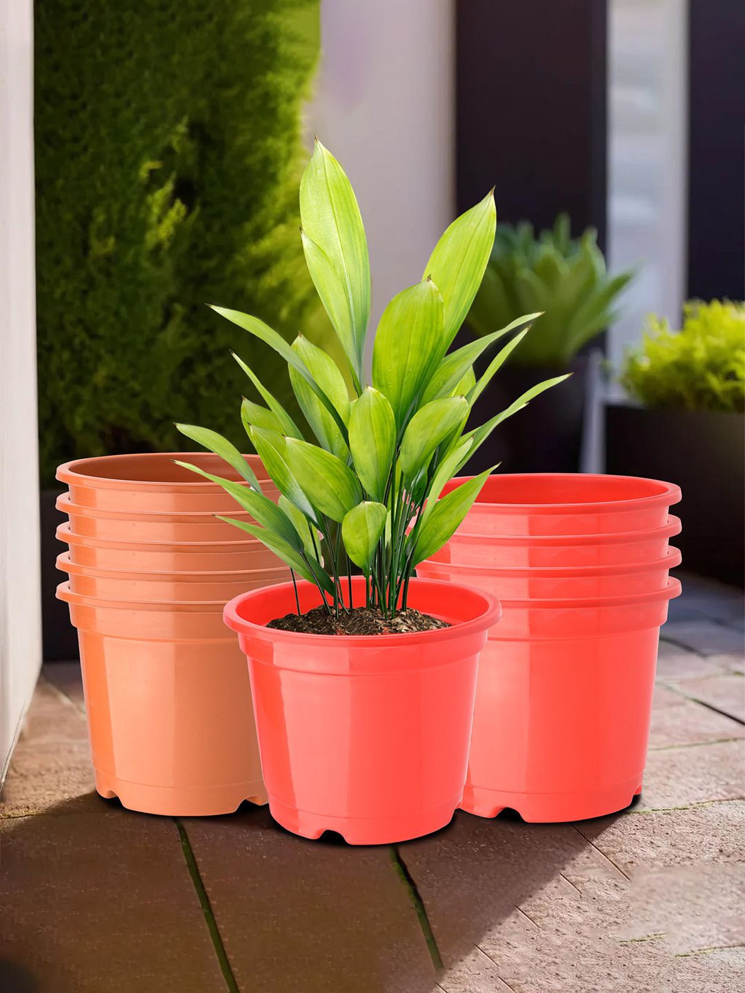 

Kuber Industries Red & Orange 10 Pieces Planters