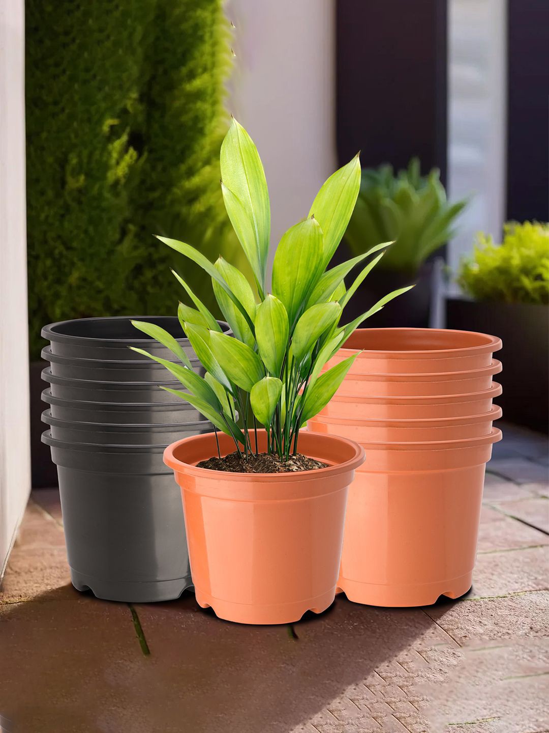 

Kuber Industries Black & Orange 12 Pieces Durable Planters