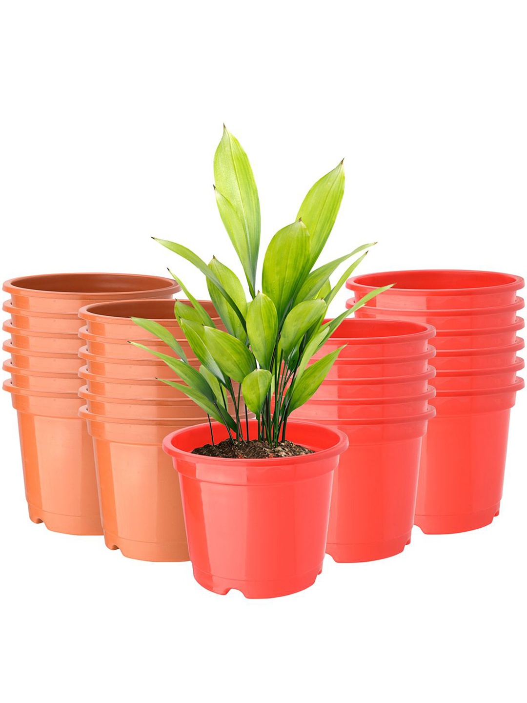 

Kuber Industries Red & Orange 24 Pieces Round Planters