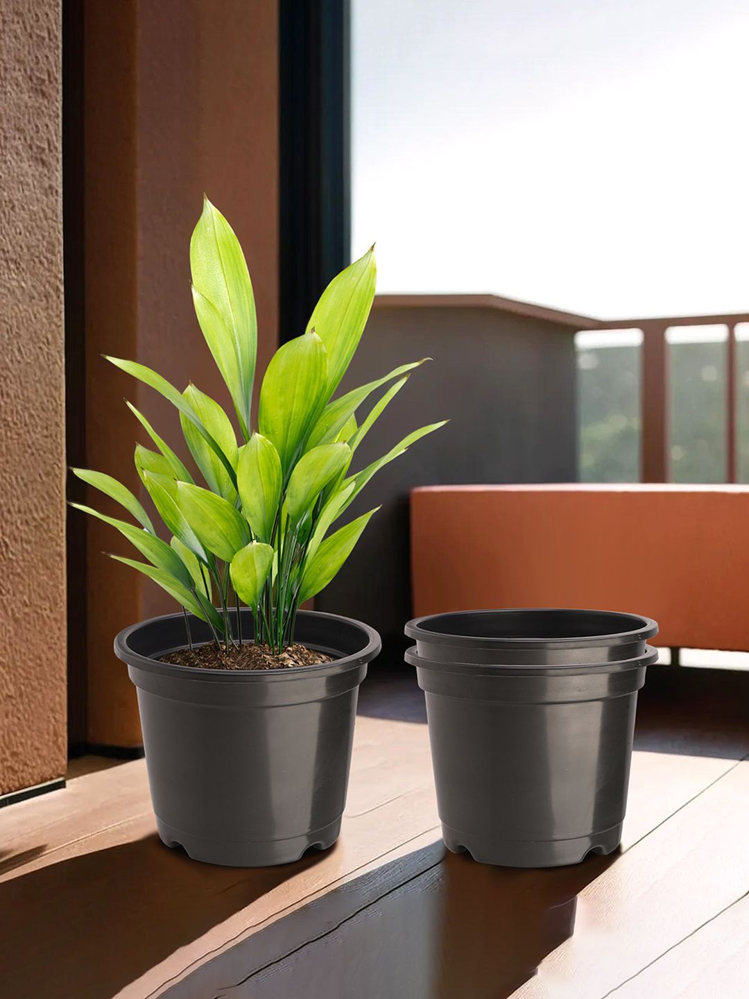 

Kuber Industries Black 3 Pieces Lightweight Planters