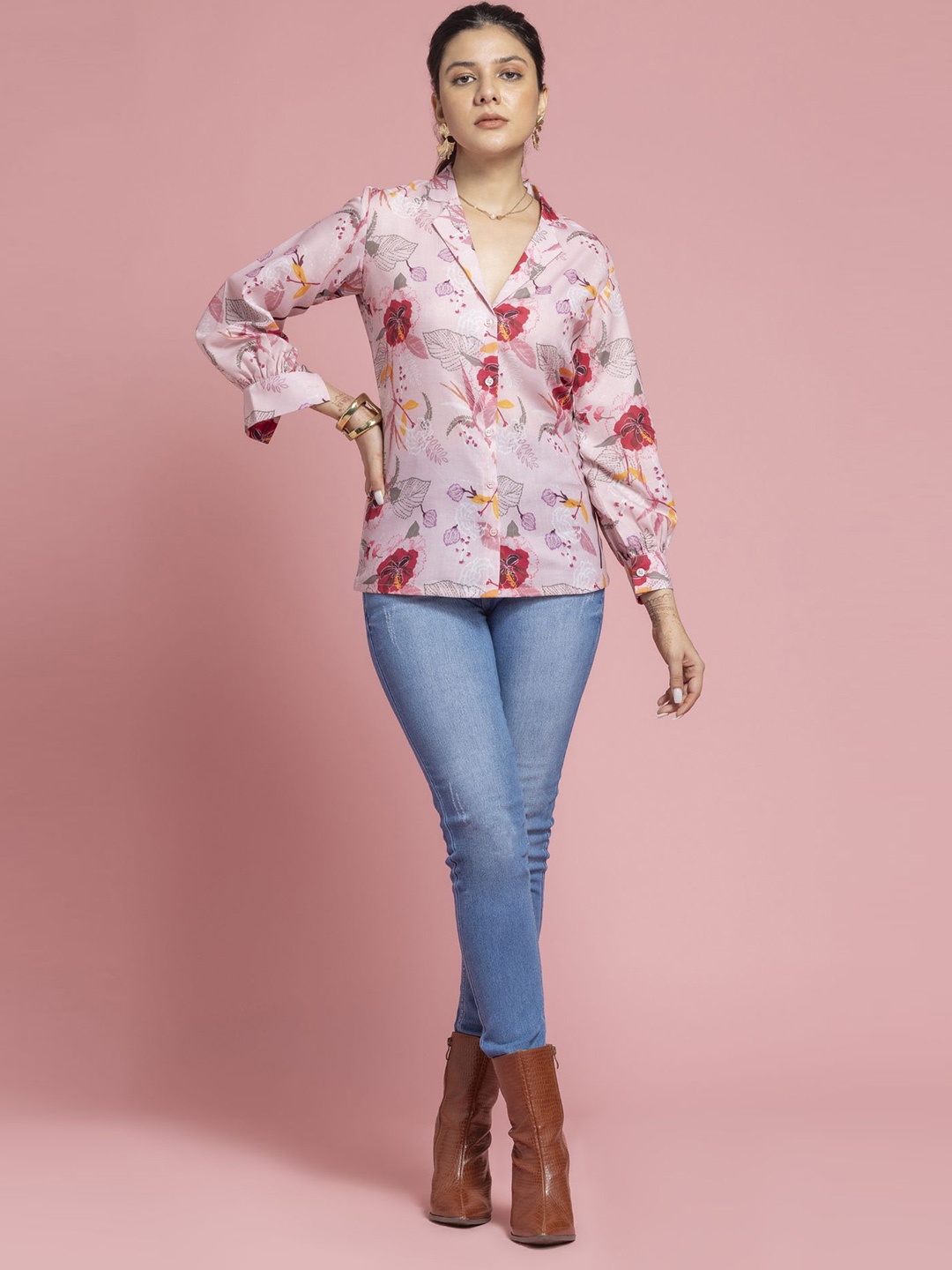 

SEW YOU SOON Floral Print Cotton Wrap Top, Pink