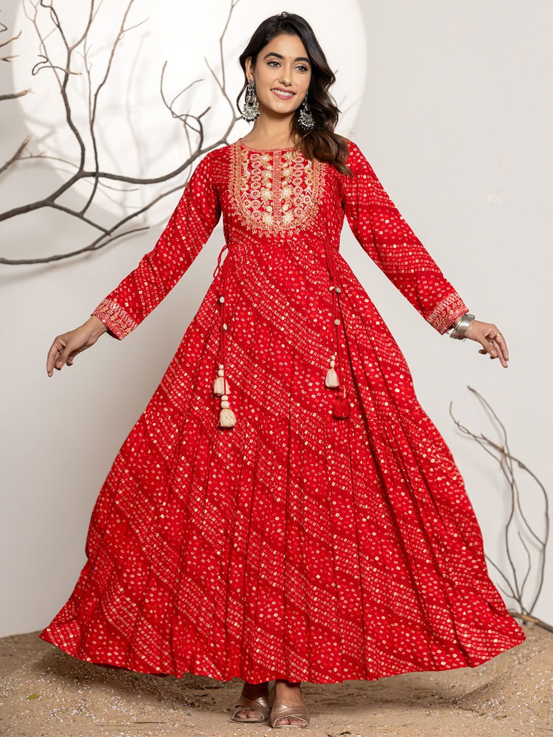 

FASHION DWAR Women Maxi Ethnic Dresses, Red