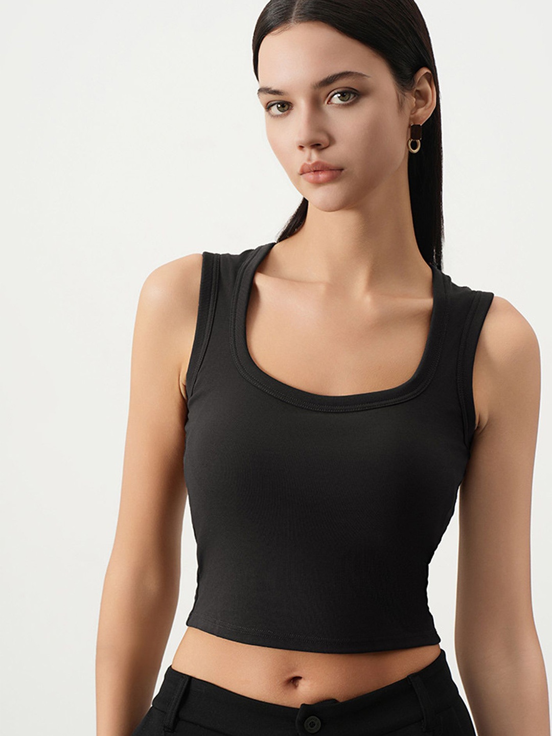 

LULU & SKY Cotton Crop Top, Black