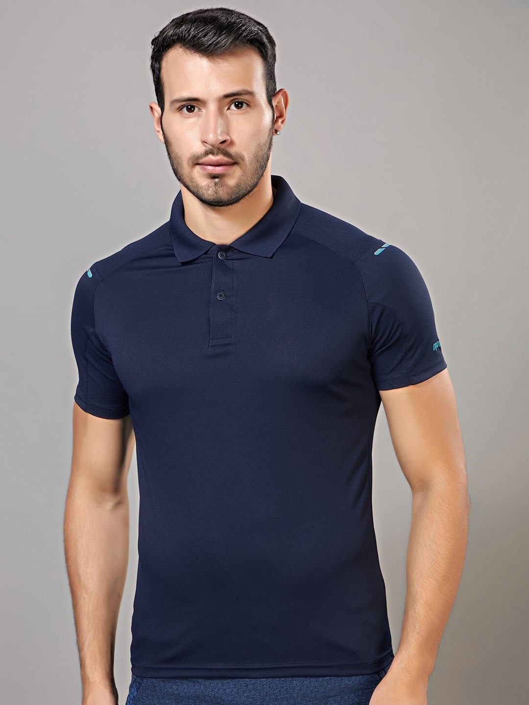 

SPORT SUN Men Dri-FIT Solid Polo Collar Polyester Tshirt, Navy blue