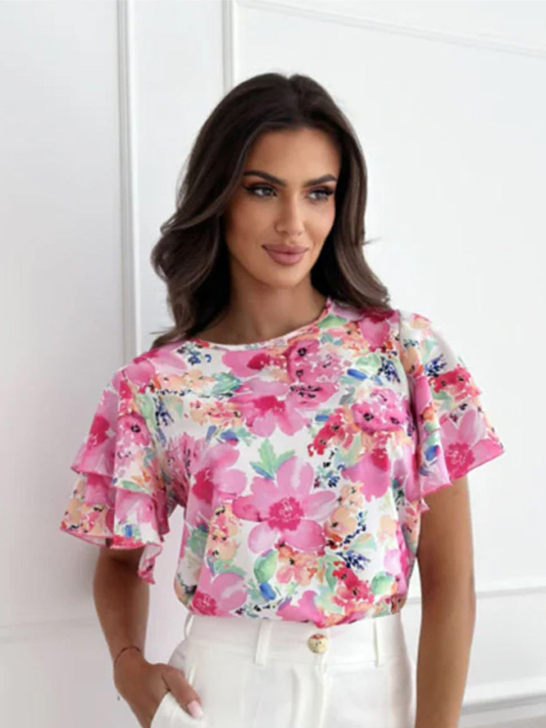 

LULU & SKY Floral Print Flared Sleeve Top, Multi