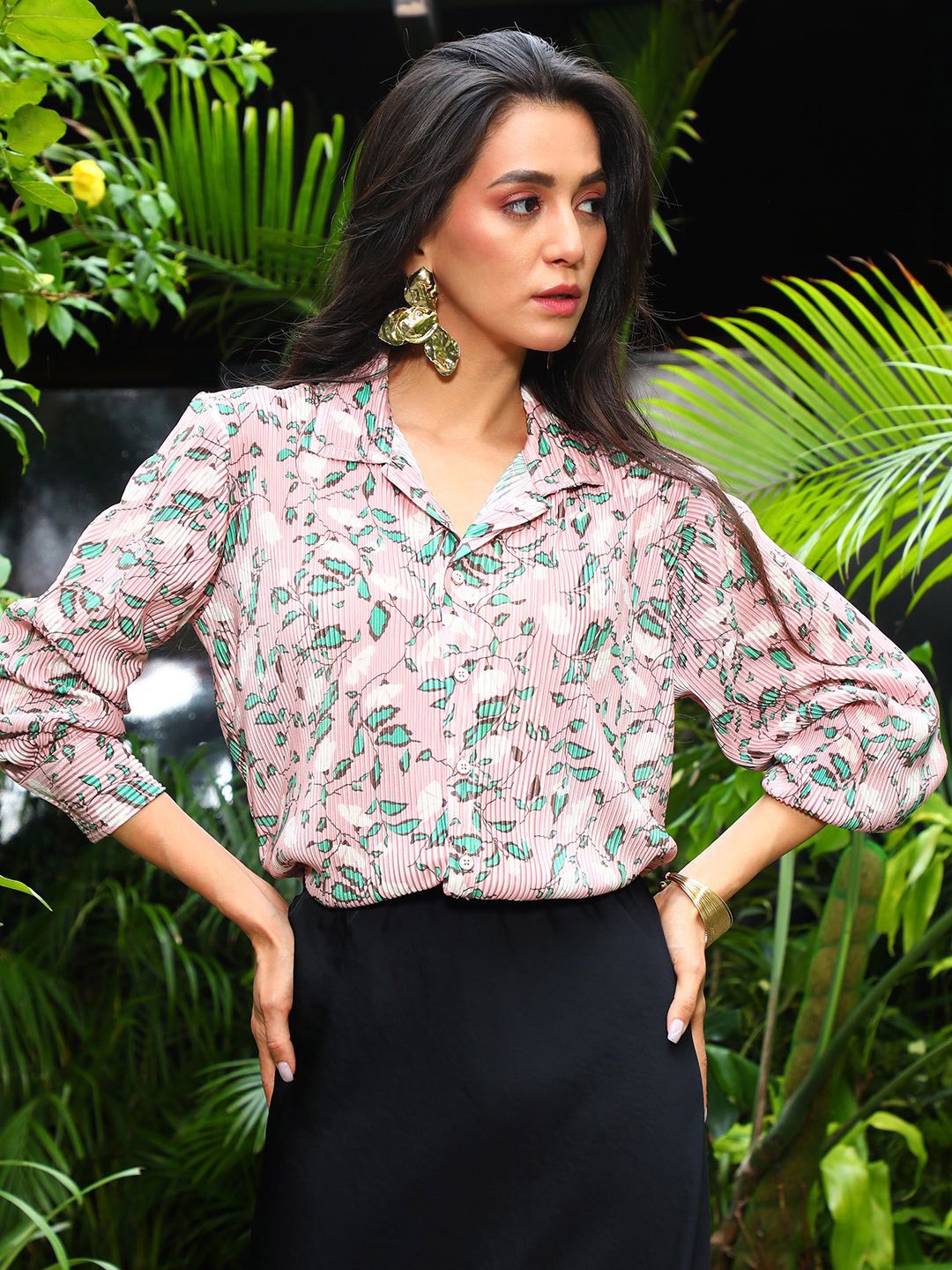 

PINACOLADA Women Relaxed Spread Collar Floral Printed Boxy Casual Shirt, Pink
