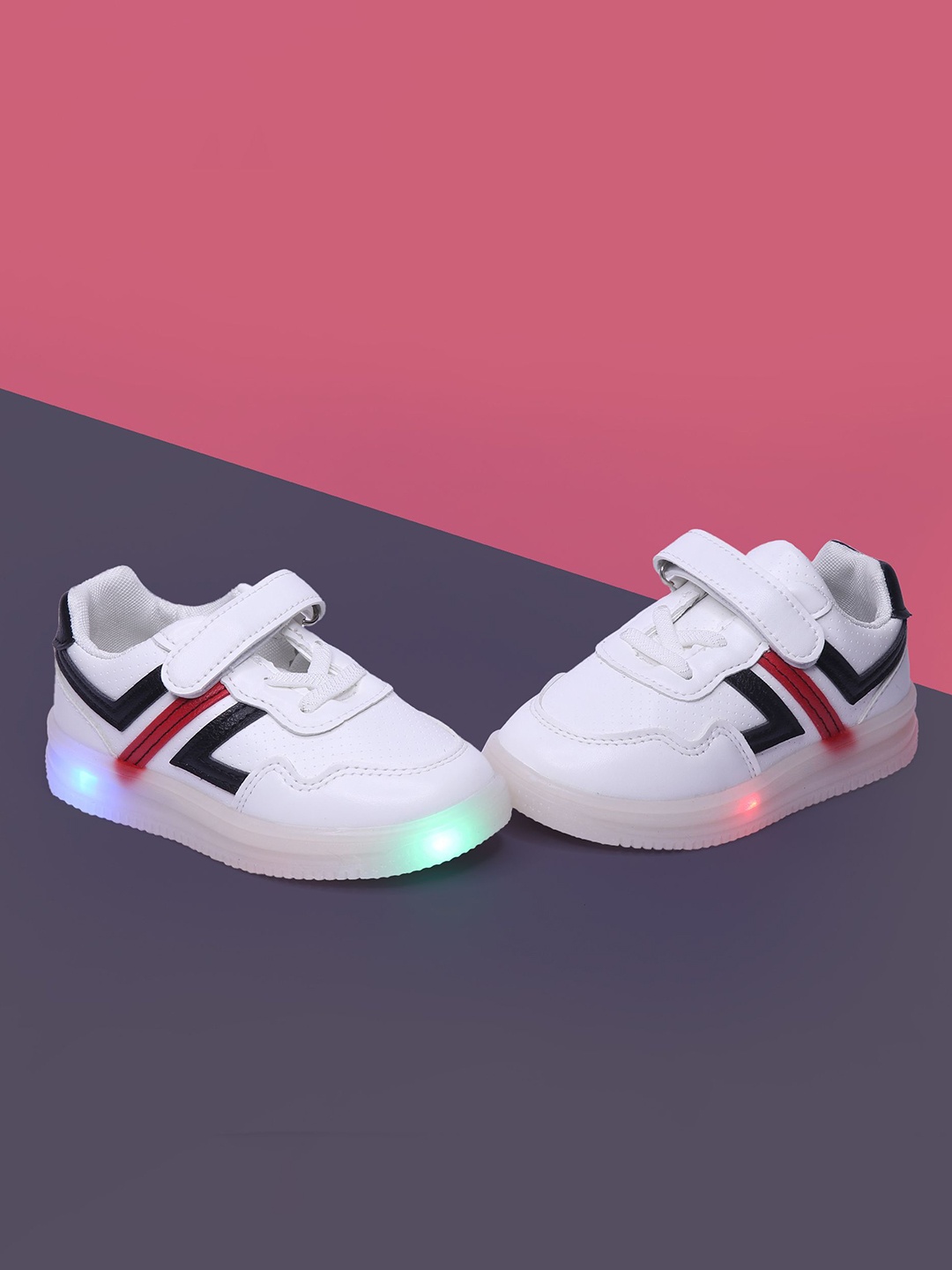 

FEETWELL SHOES Unisex Kids Colourblocked PU Sneakers, White