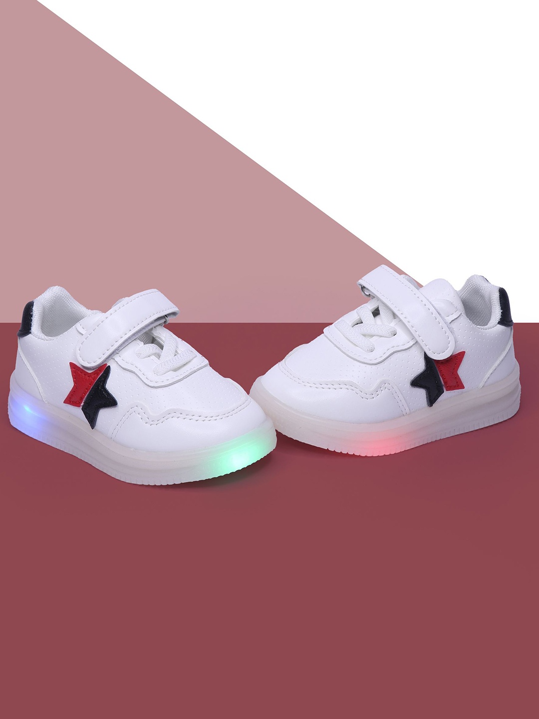 

FEETWELL SHOES Unisex Kids LED Slip-On Sneakers, White