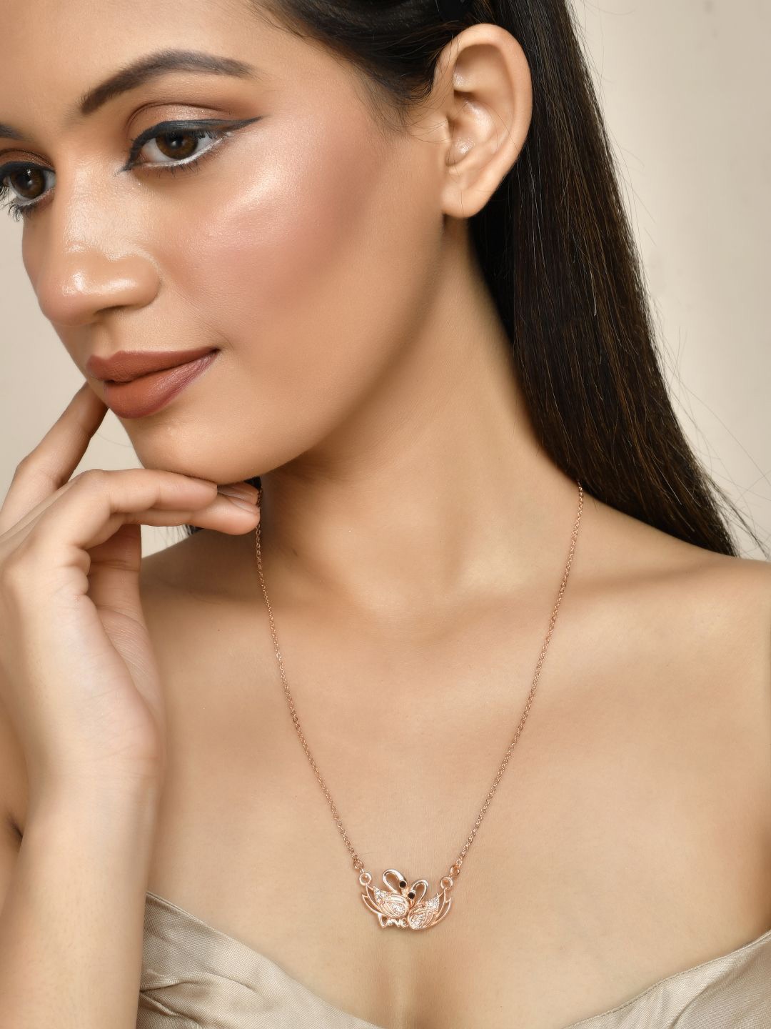 

Silvermerc Designs Rose Gold Plated Cubic Zirconia Necklace