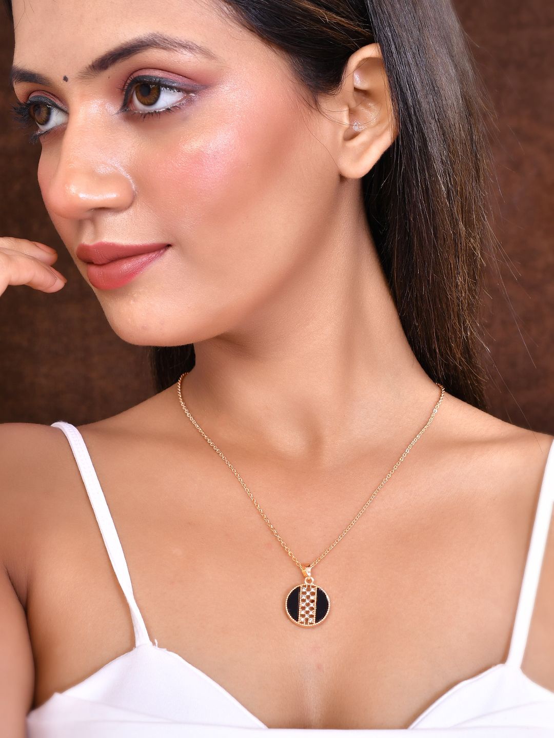

Silvermerc Designs Rose Gold Plated Cubic Zirconia Pendant With Chain