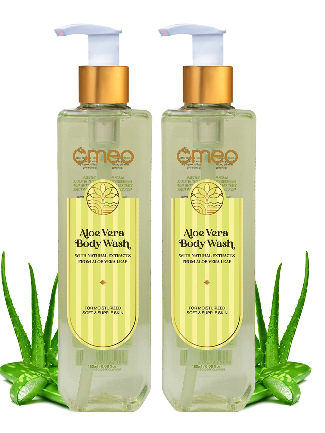 

Omeo Set Of 2 Aloe Vera Body Wash - 180ml Each, Green