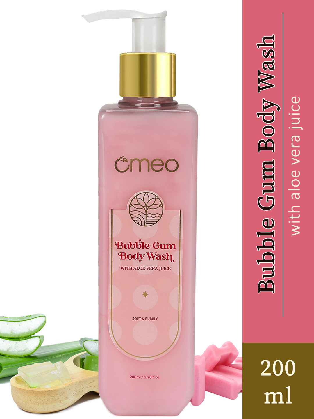 

Omeo Bubble Gum Body Wash Shower Gel With Sweet Bubble Gum Scent - 200ml, Pink