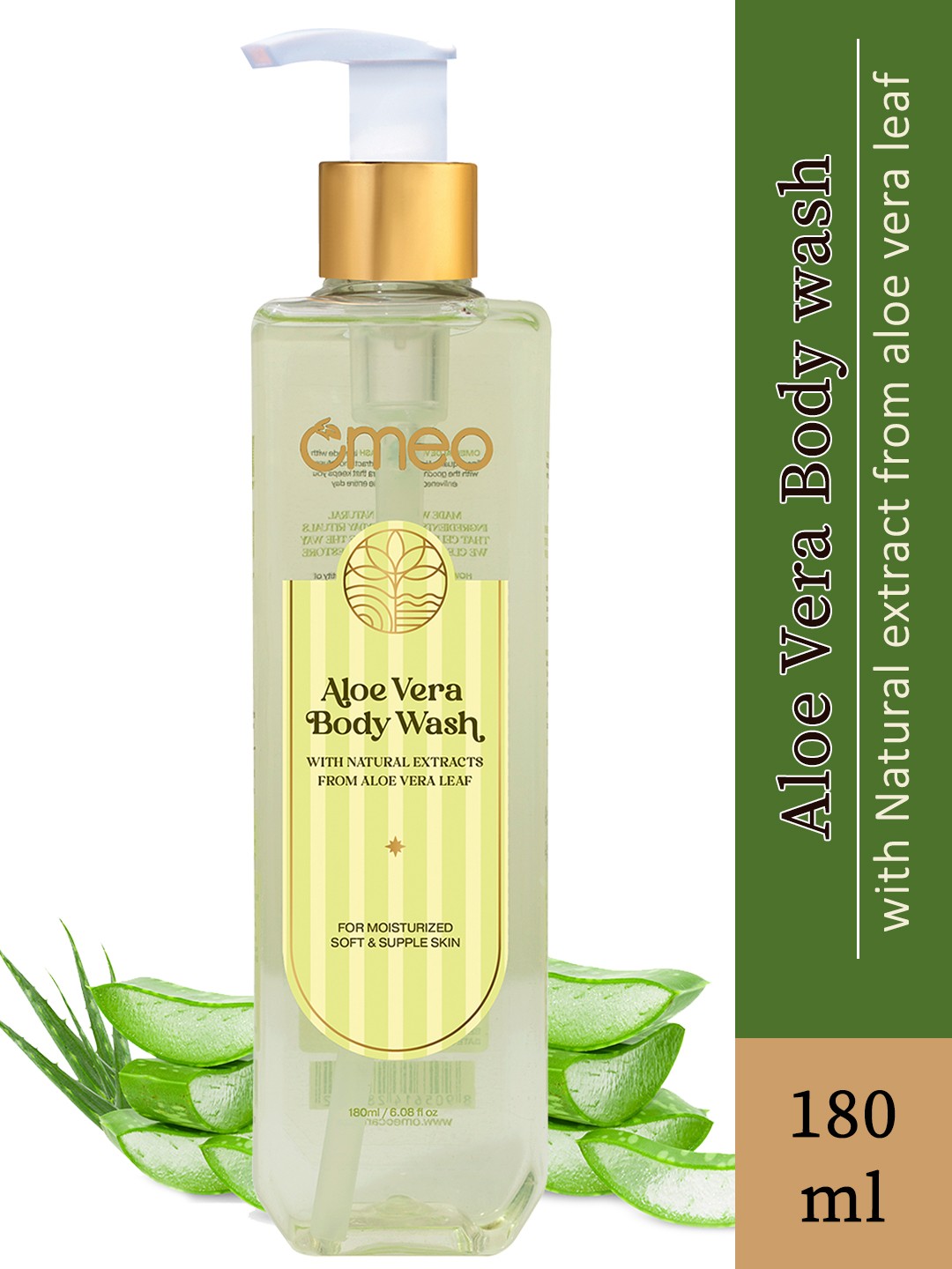 

Omeo Aloe Vera Body Wash Shower Gel With Pure Aloe Vera Extract - 180ml, Green
