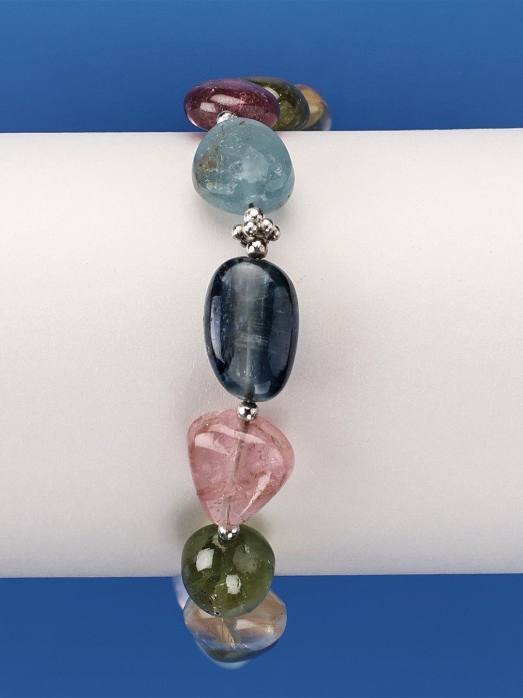 

Exotic India Multiple Gemstones Sterling Silver Bracelet