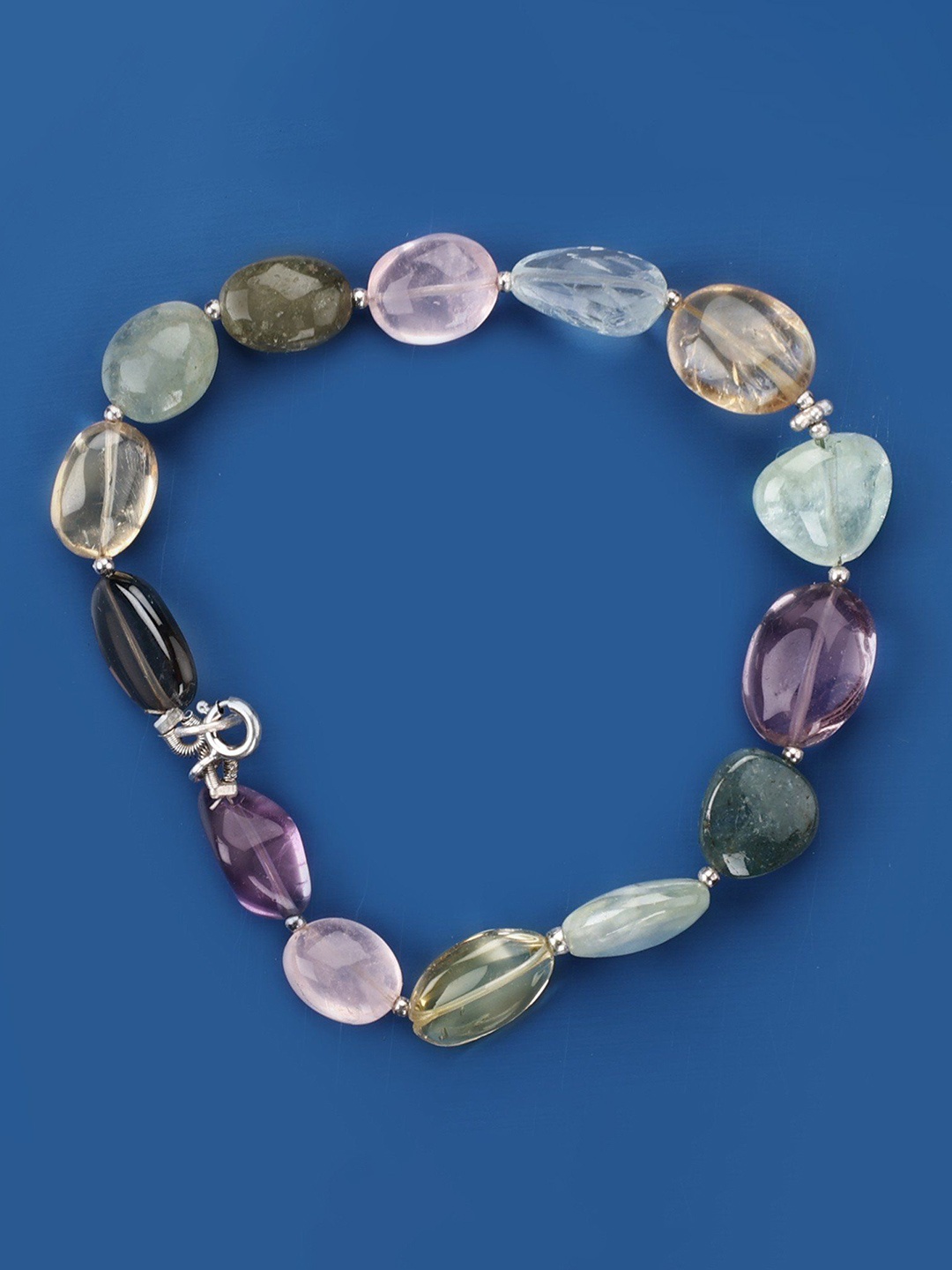 

Exotic India Multiple Gemstones Sterling Silver Bracelet
