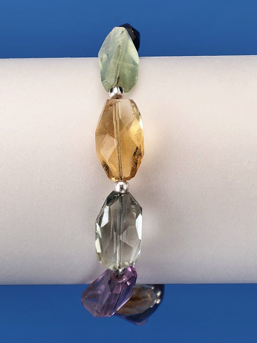 

Exotic India Faceted Nugget Gemstone Sterling Silver Bracelet