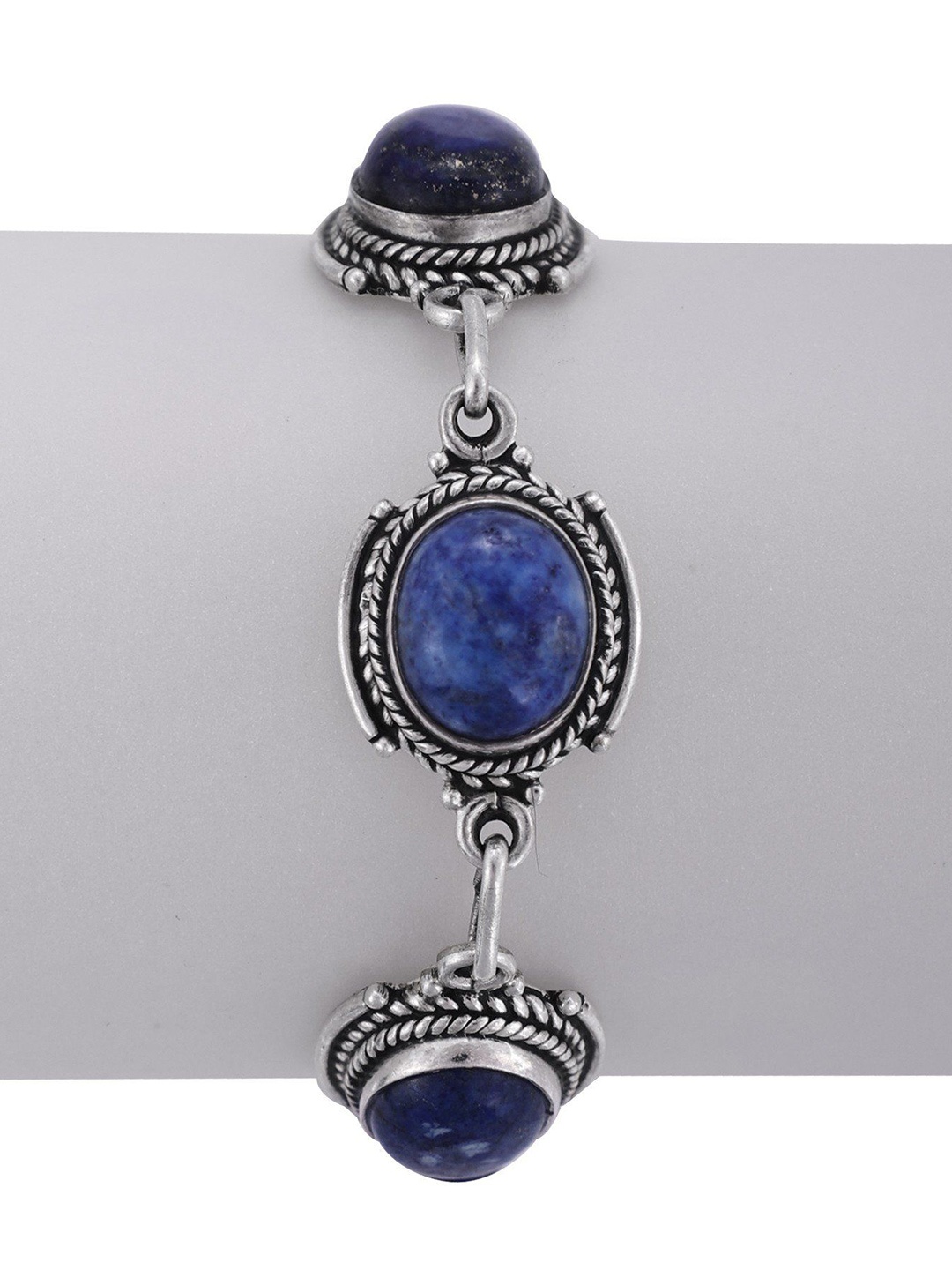 

Exotic India Lapislazuli Gemstone Stylish Sterling Silver Bracelet