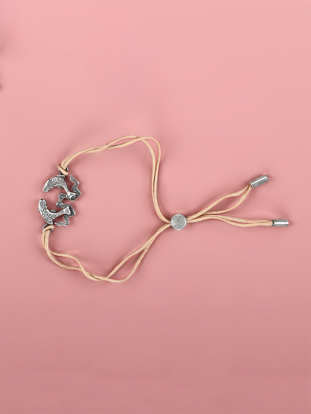 

Exotic India Sterling Silver Twin Fish Design Adjustable Bracelet