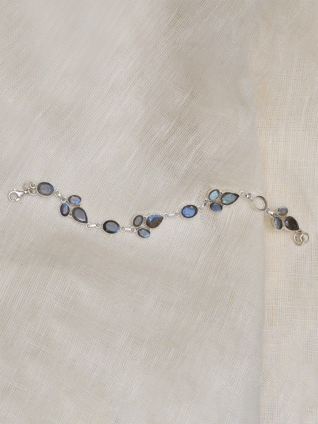 

Exotic India Faceted Labradorite Gemstone Sterling Silver Bracelet