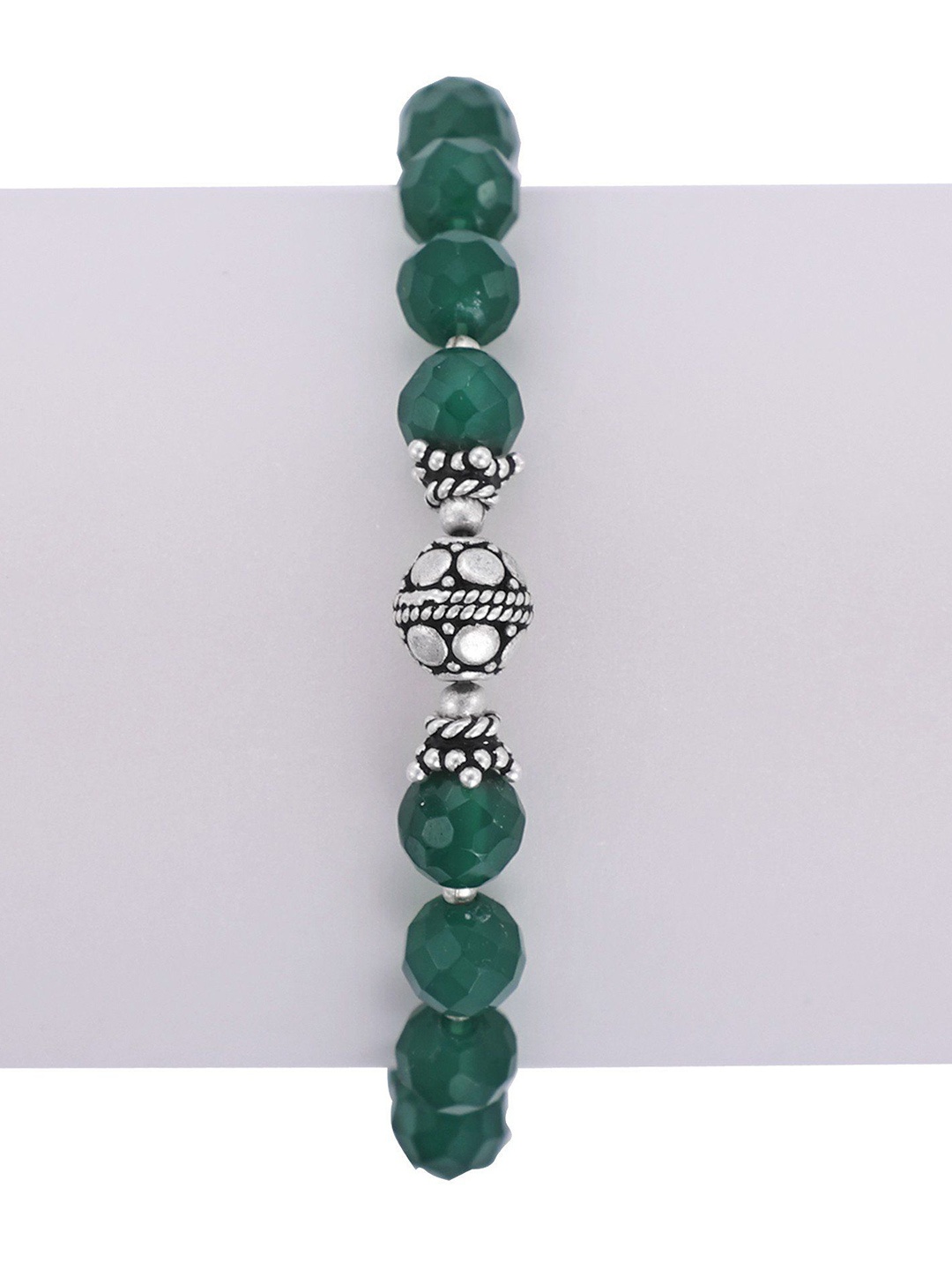 

Exotic India Sterling Silver-Plated Onyx Beaded Wraparound Bracelet