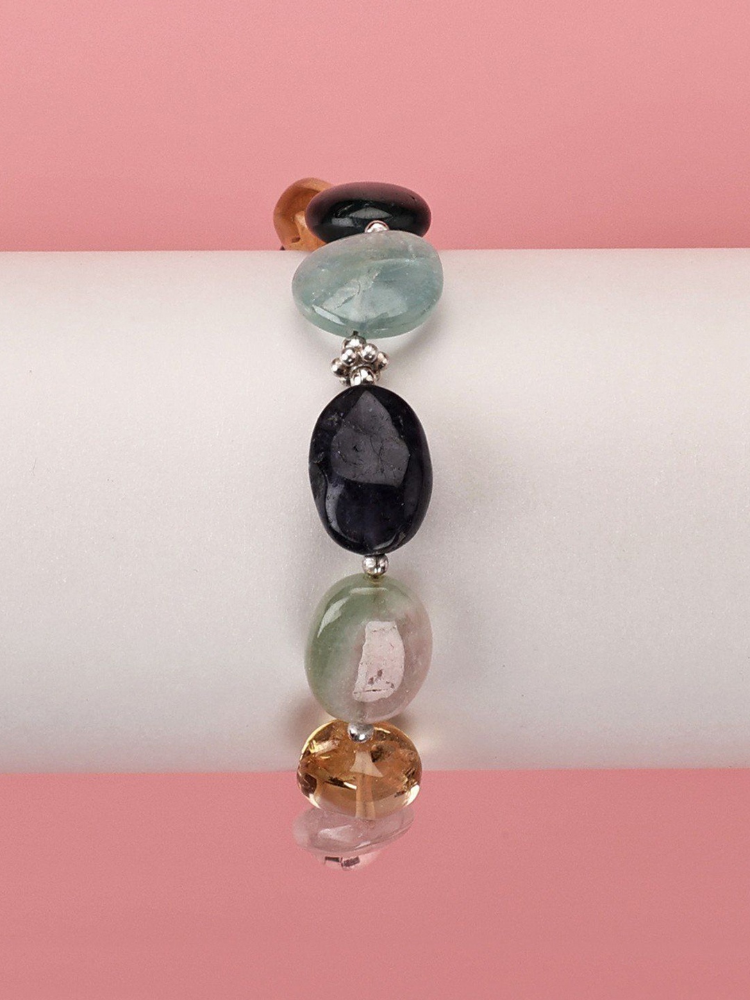 

Exotic India Multiple Gemstones Sterling Silver Beautiful Bracelet