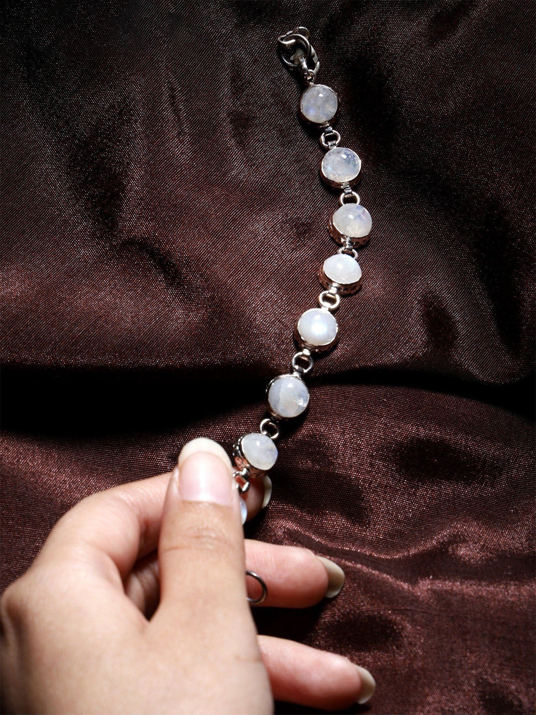 

Exotic India Sterling Silver Silver-Plated Pearl Beaded Wraparound Bracelet