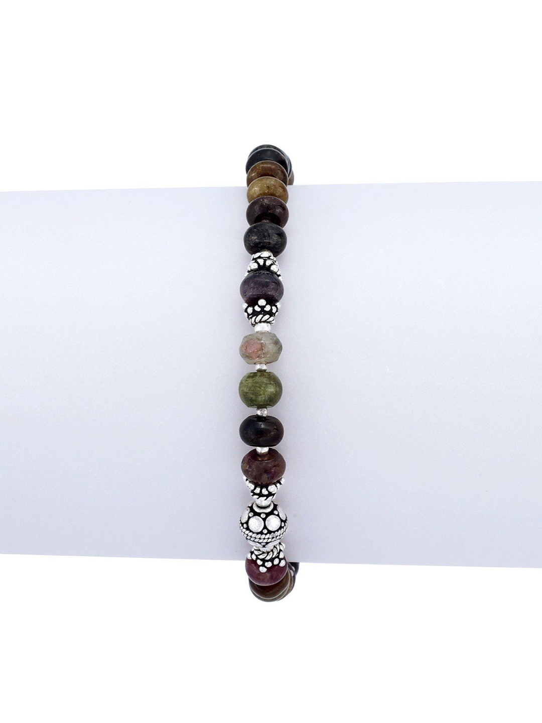 

Exotic India Multi-Color Stone Sterling Silver Bracelet