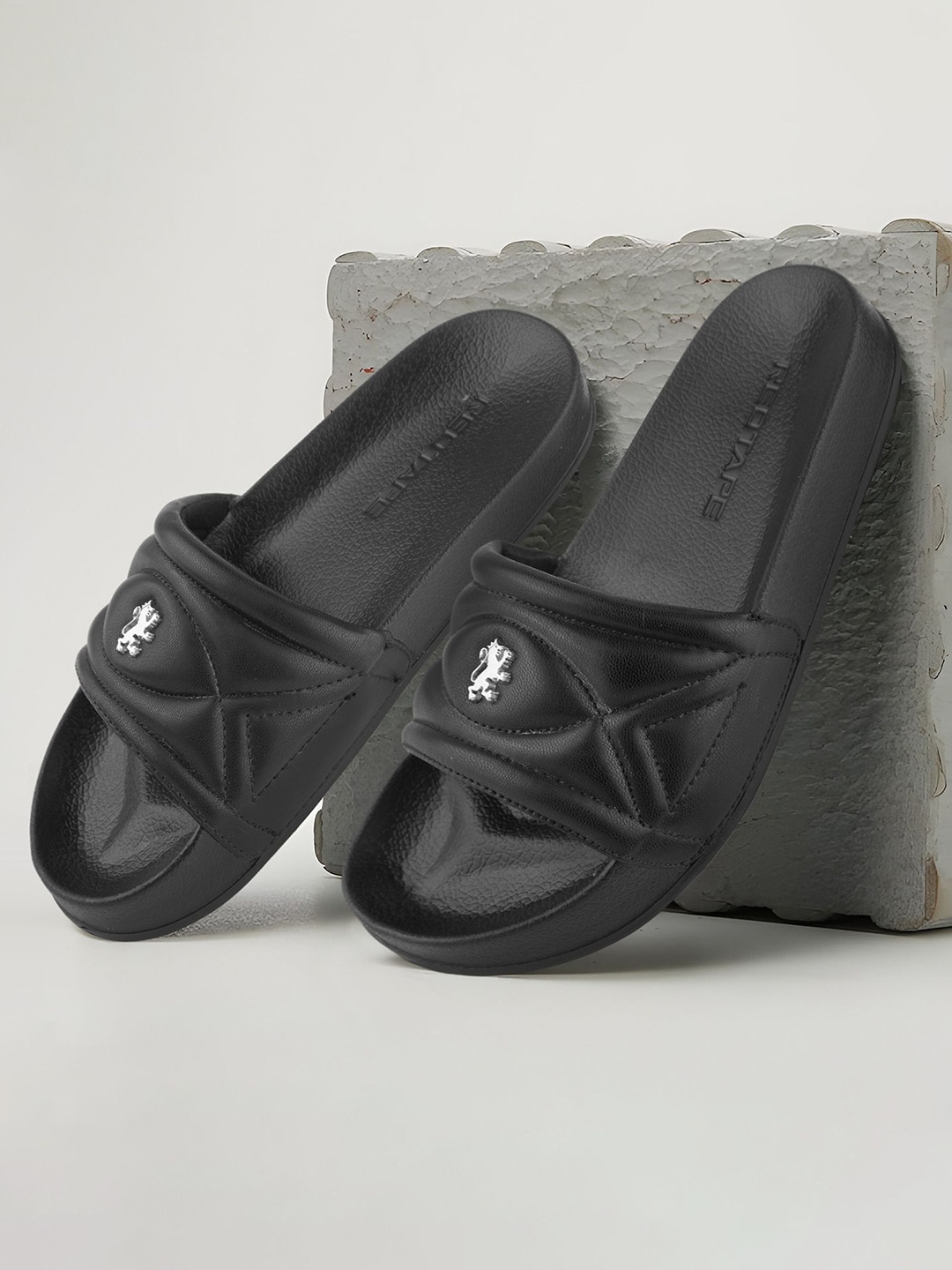 

Red Tape Women's Self Design EVA Comfort Sliders, Black