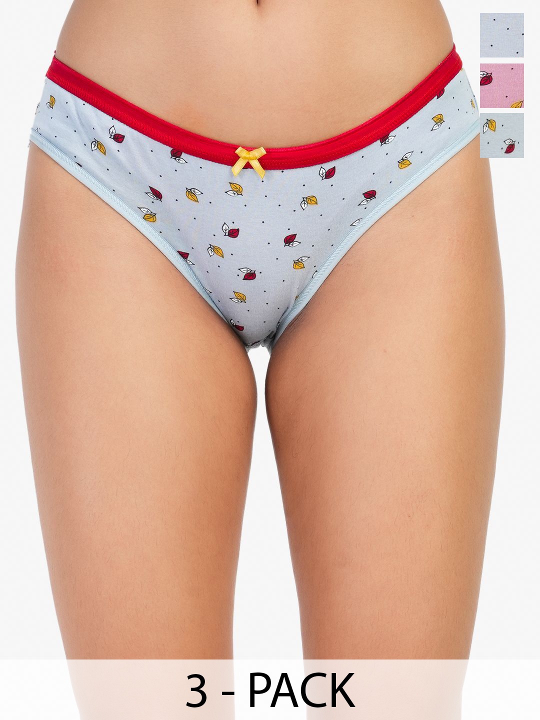 

LADYLAND Pack Of 3 Women Assorted Antibacterial Cotton Hipster Briefs