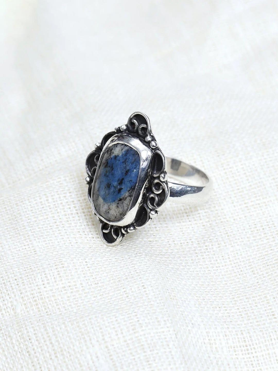 

Exotic India Sterling Silver K2 Jasper Vintage Style Ring