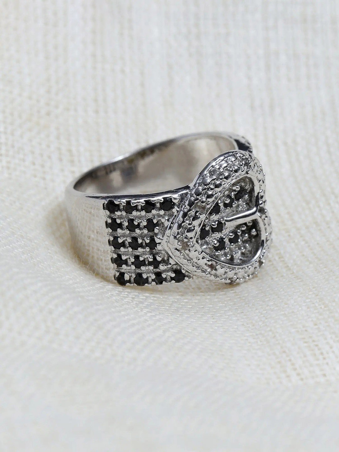 

Exotic India Black Spinel Gemstone Circular Cut Sterling Silver Ring