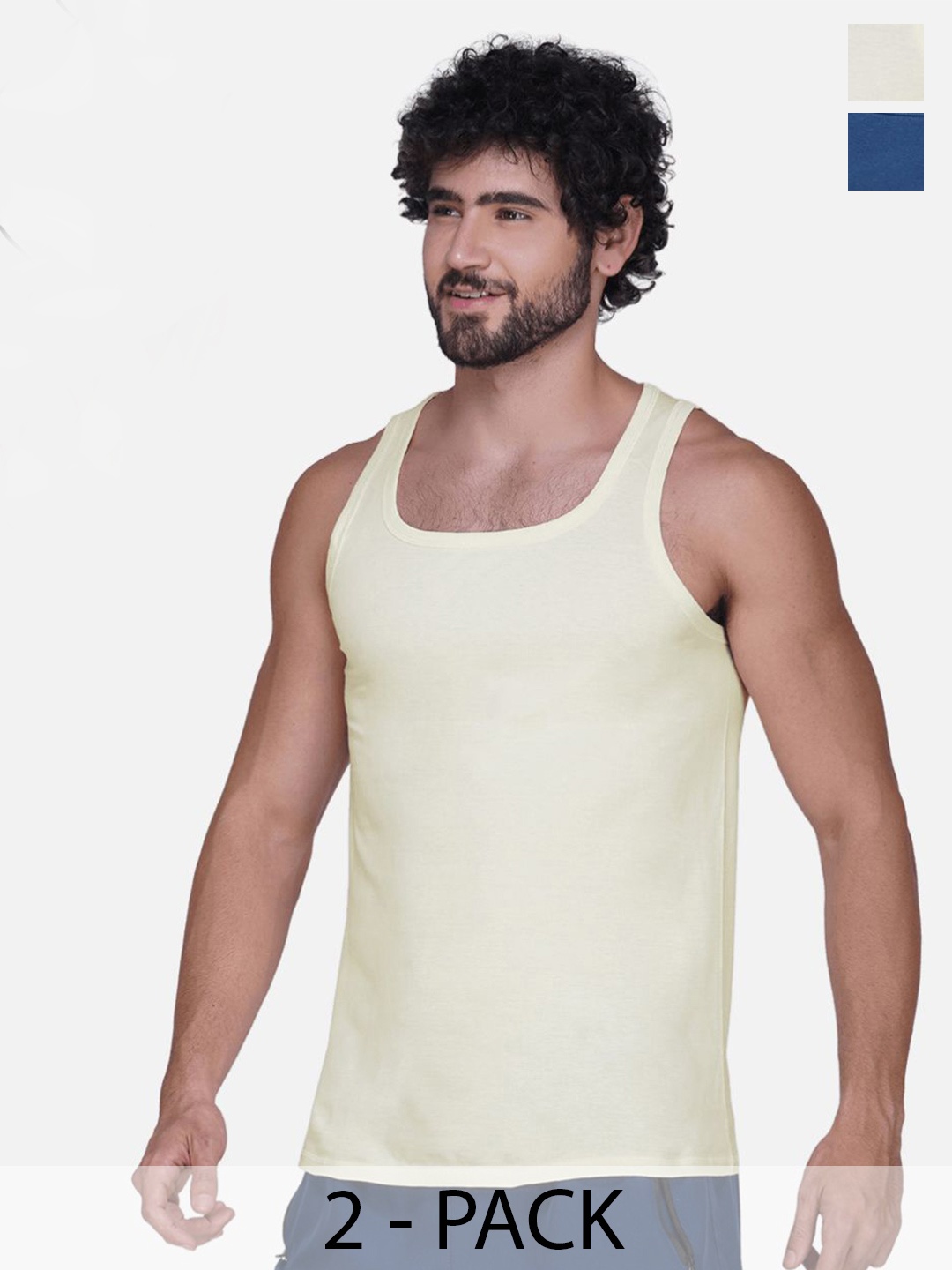 

Almo Wear Pack of 2 Men Cotton Sleeveless Innerwear Vests-C001-TV-BLLW, Navy blue