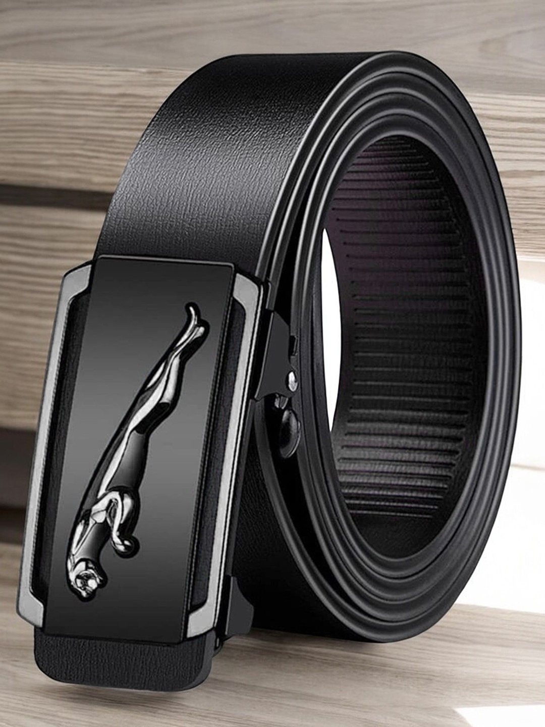 

The Roadster Lifestyle Co. Men Solid Slider Buckle Closure Belts, Black