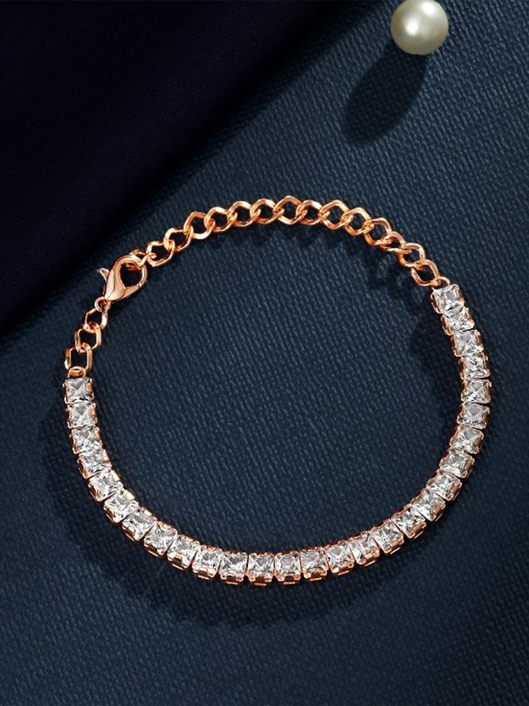 

Cierra Rose Gold-Plated American Diamond Studded Wraparound Bracelet
