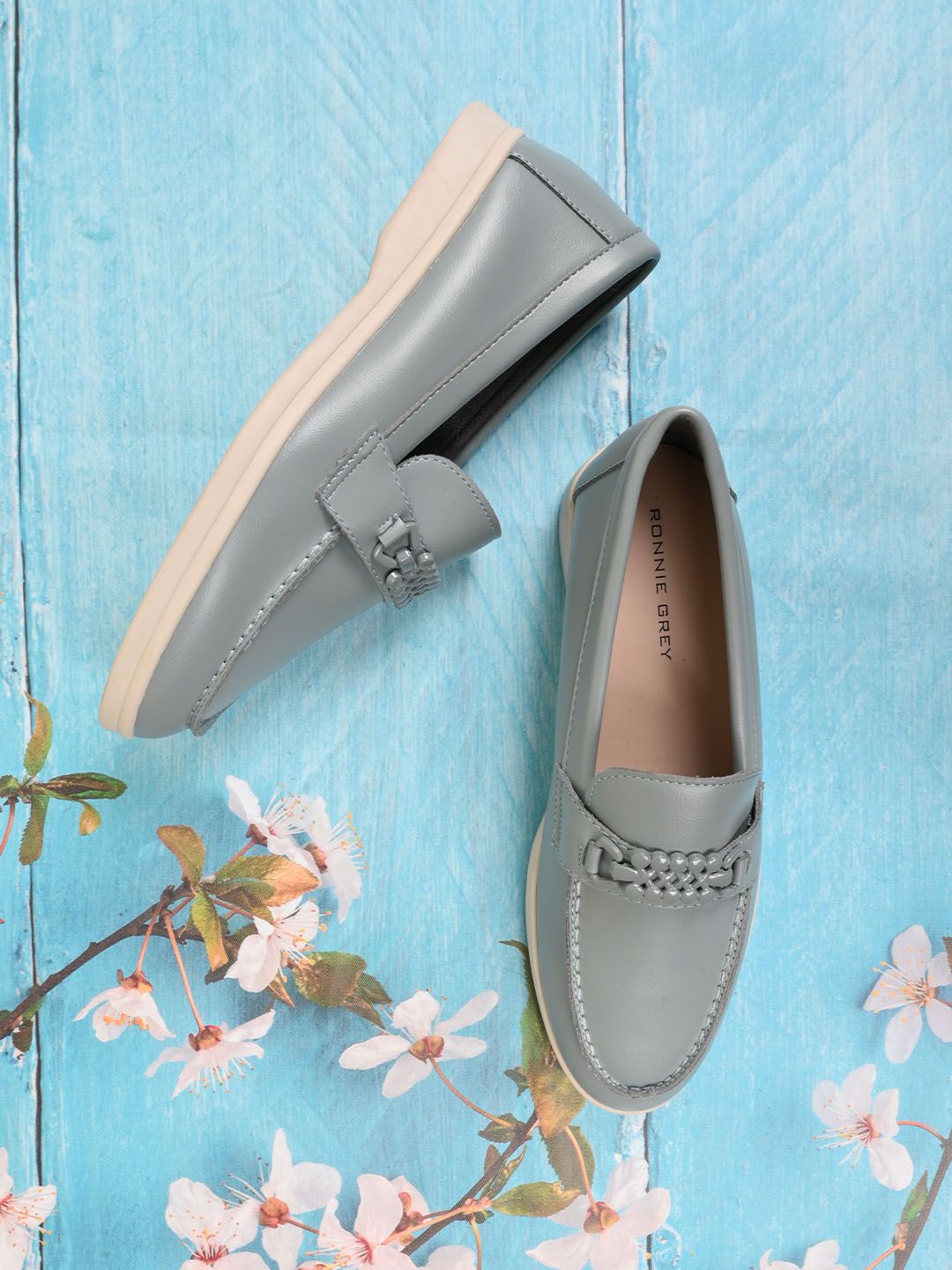 

Ronnie Grey Women Textured PU Loafers, Teal