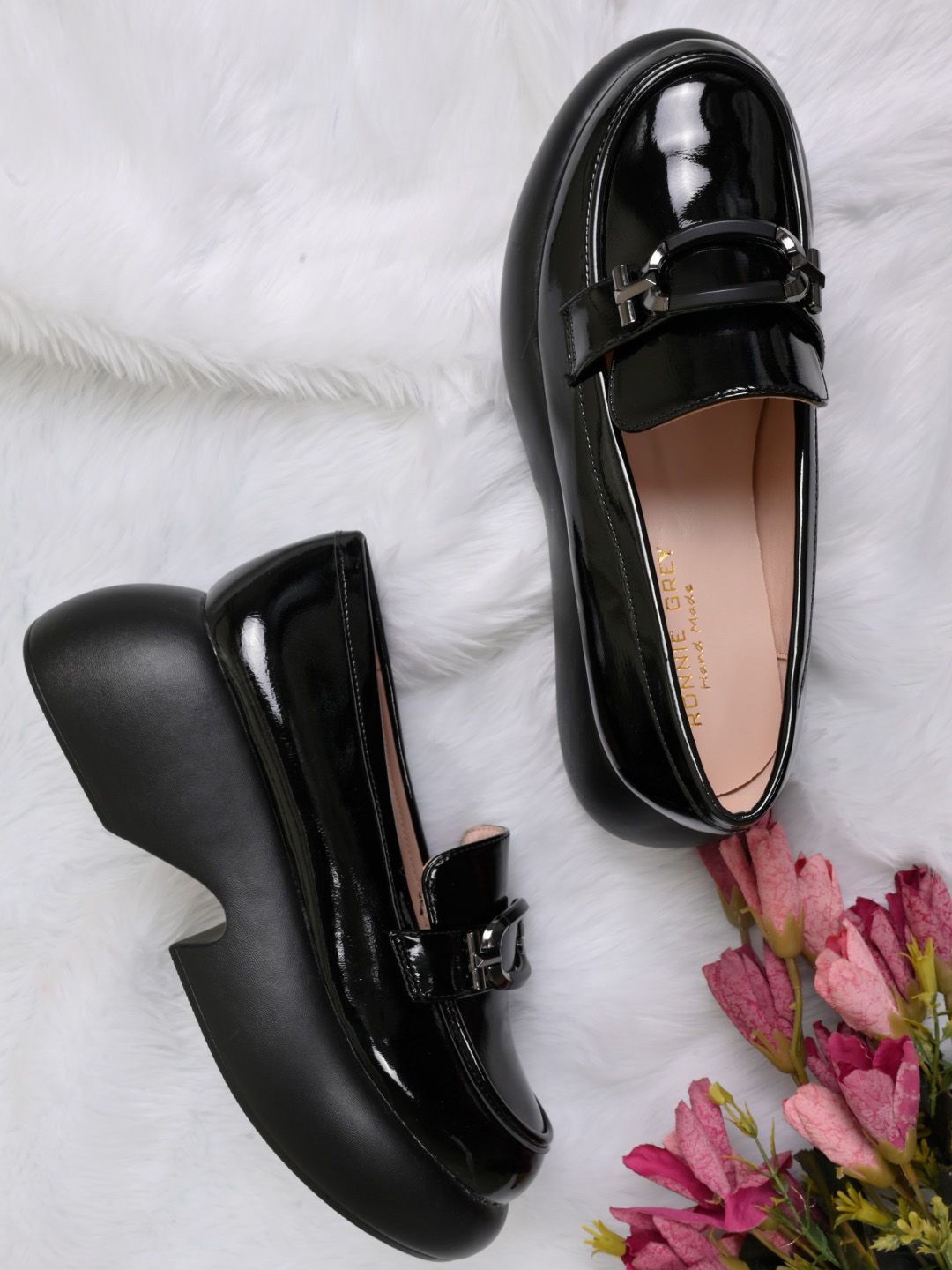 

Ronnie Grey Women PU Smart Casual Loafers, Black