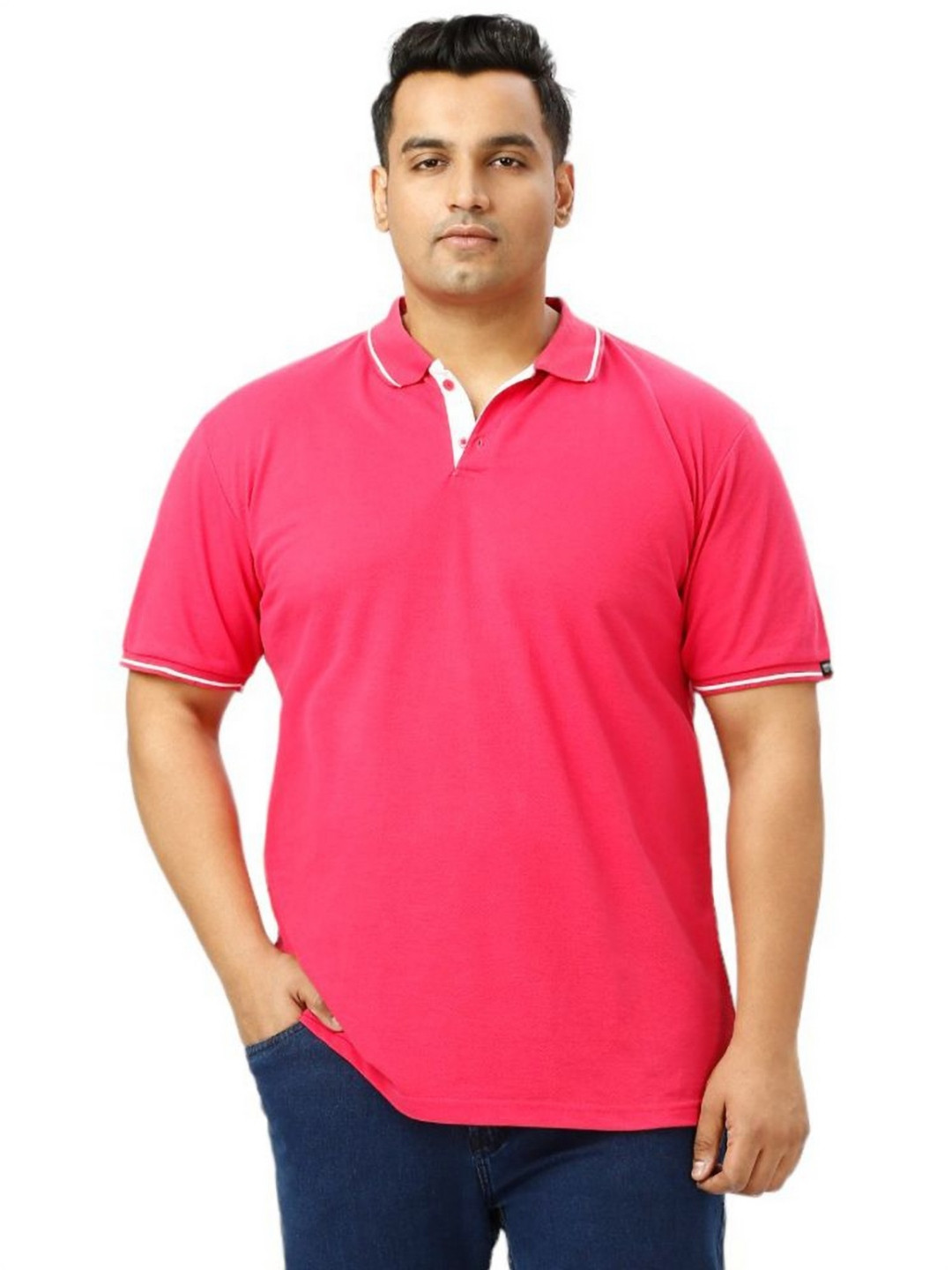 

Wear Your Opinion Men Solid Polo Collar Cotton Tshirt, Pink