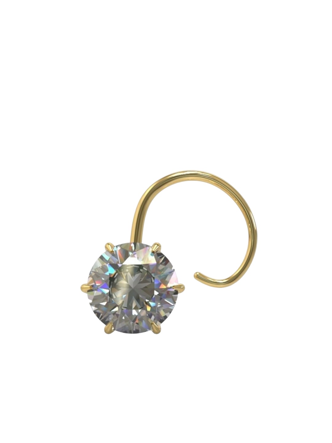 

JewelYaari Cubic Zirconia Silver Stud Nosepin, Gold