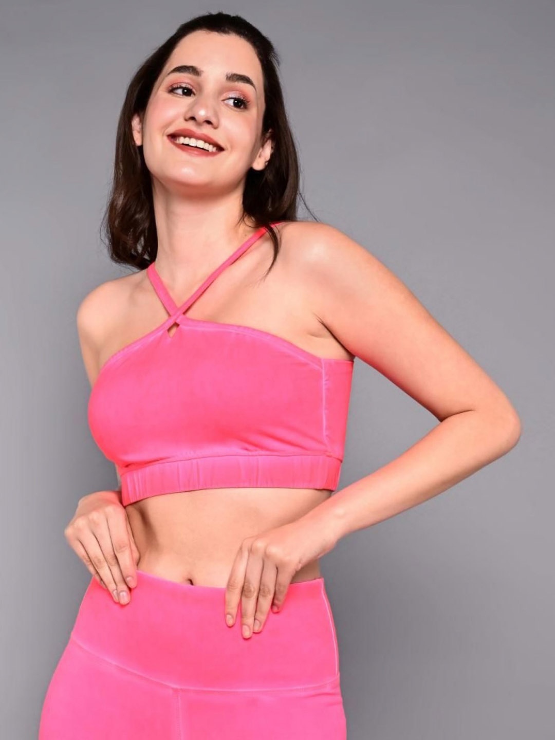 

Tuna London Women Solid V-Neck Cotton T-Shirt, Pink