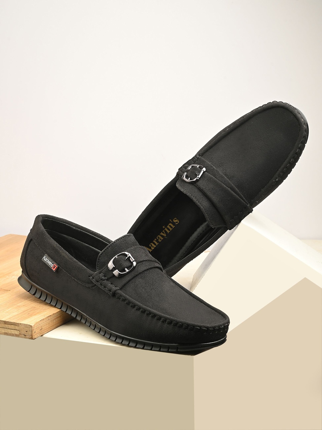 

AARAVIN'S Men Suede Stylish Loafers, Black